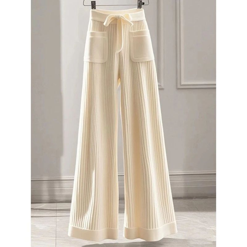 Dameskleding Elegante lente gebreide set Zachte en stijlvolle high-waist broek met bijpassende gebreide top, casual en comfortabele outfit voor dagelijks gebruik_voghion.com