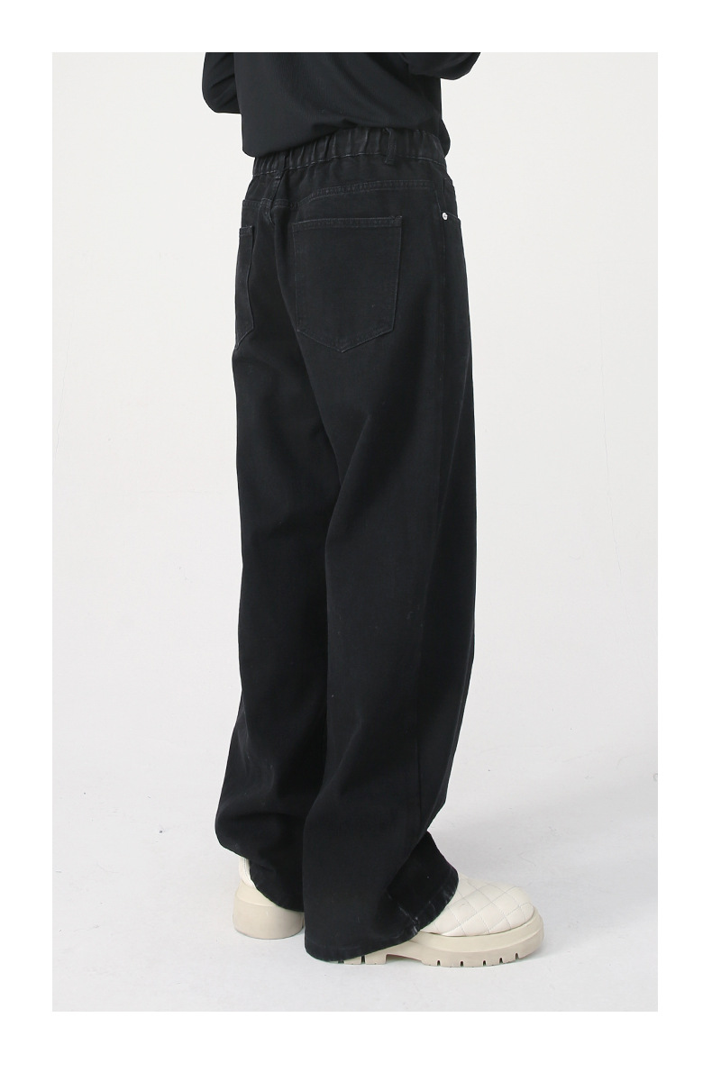 Herrkläder Herr Lös elastisk midja Rak skuren Casual Jeans för män_voghion.com