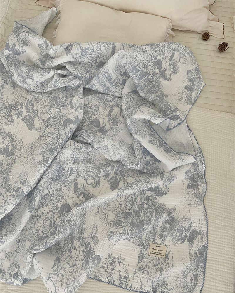 Floral Muslin Swaddle Blanket 100% Cotton Baby Bath Towel Wrap Muslin Swaddle Blankets Newborn Muslin Blankets Soft Waxy Blanket_voghion.com