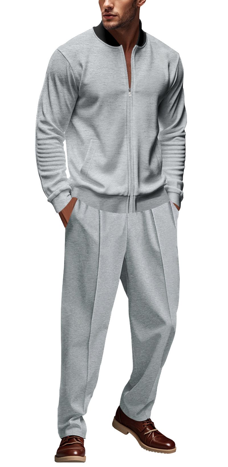 Lässiges, locker sitzendes Jacken- und Hosenset für Herren – atmungsaktives, bequemes, trendiges Outfit für Sport und Alltag (Schwarz, Grau, Armeegrün, Marineblau, Dunkelgrau)_voghion.com