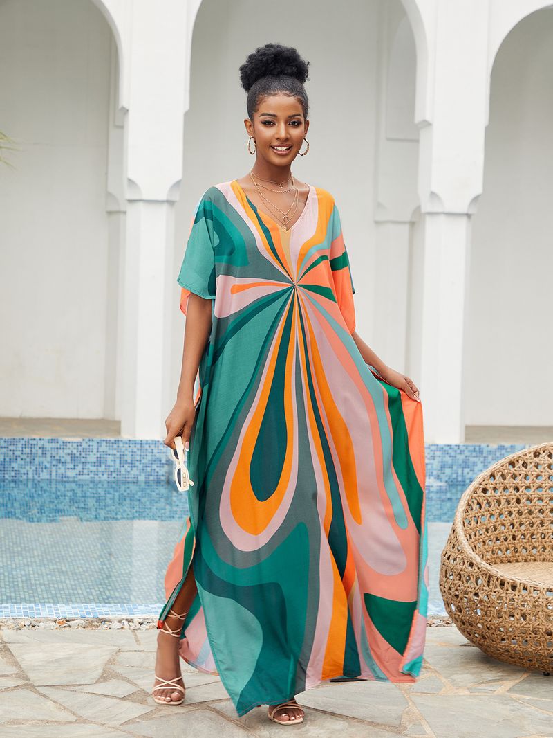 Boho Chic Cotton Beach Cover-Up – Loose Robe Style Swimsuit Outerwear For Vacation & Poolside Relaxation_voghion.com