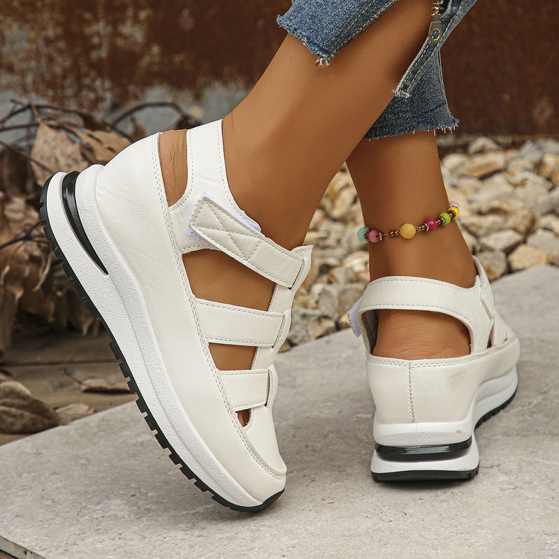 Lässige Sandalen mit Hohlsaum für Damen – Dicke Plateausohle für mehr Körpergröße (leichte Sommersandalen für das Styling jedes Outfits)_voghion.com