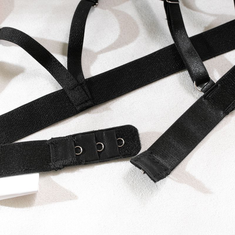 Set di due pezzi di biancheria intima sexy con fiocco in tinta unita, aperto sul cavallo e sul seno, nuovo ed europeo, con seno scoperto_voghion.com