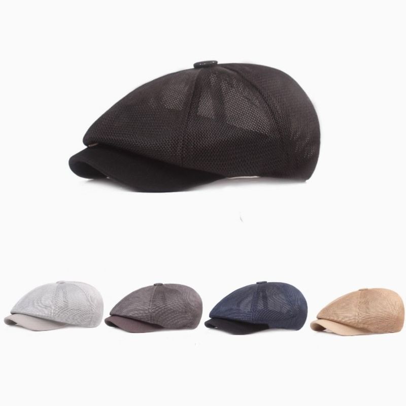 Nuovi arrivi estate maglia newsboy traspirante casual all'aperto retrò basco cappelli cappello ottagonale moda solido piatto berretti_voghion.com