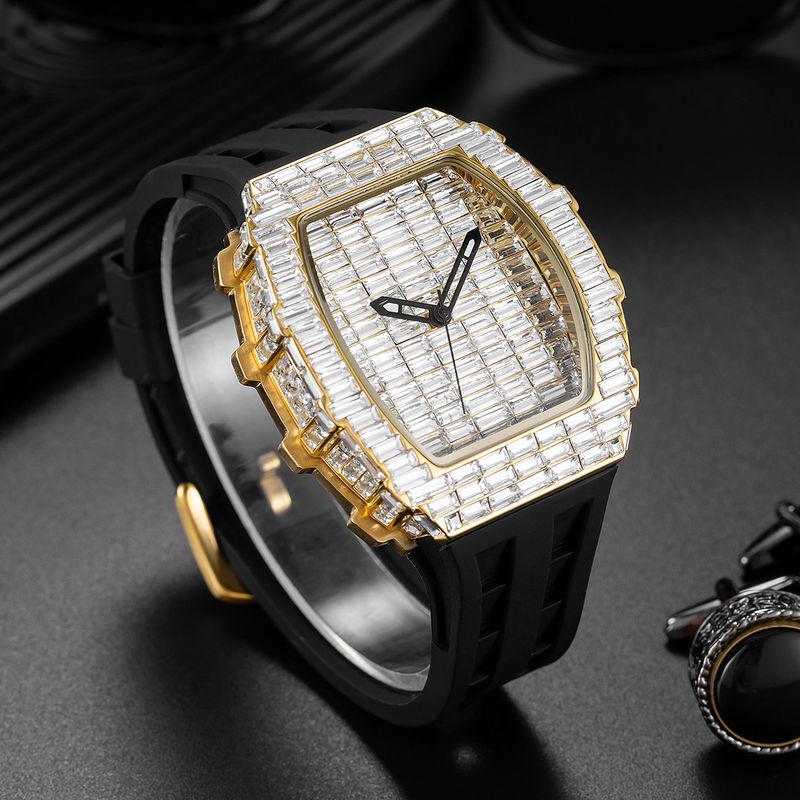 MISSFOX Watch, Popular Wine Barrel Type T Square Diamond In Europe And America, Personalized Fashion Hip-hop Silicone Strap Watch_voghion.com