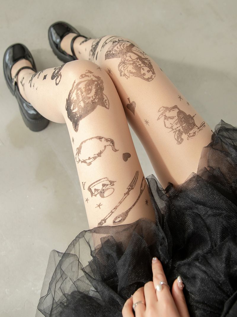 Unisex ekologiškos tamprės vaikams su „Lolita Tattoo“ pėdkelnių raštu_voghion.com