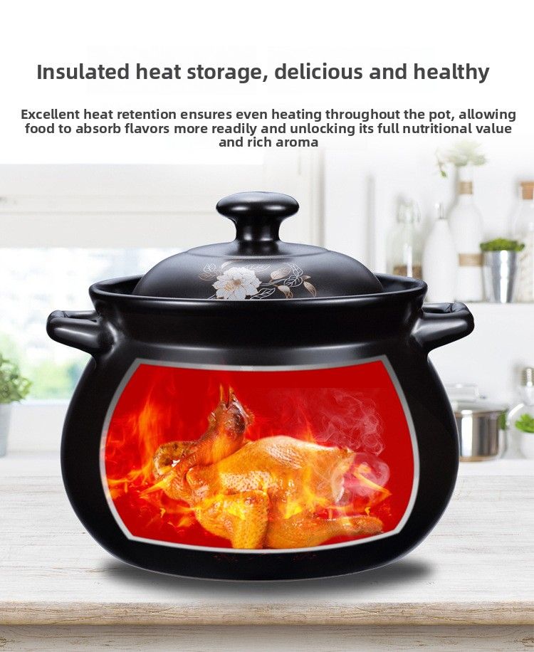 Casserole en céramique résistante aux hautes températures, idéale pour les ragoûts et les préparations culinaires saines. Petite cocotte à double ouverture pour feu de bois._voghion.com