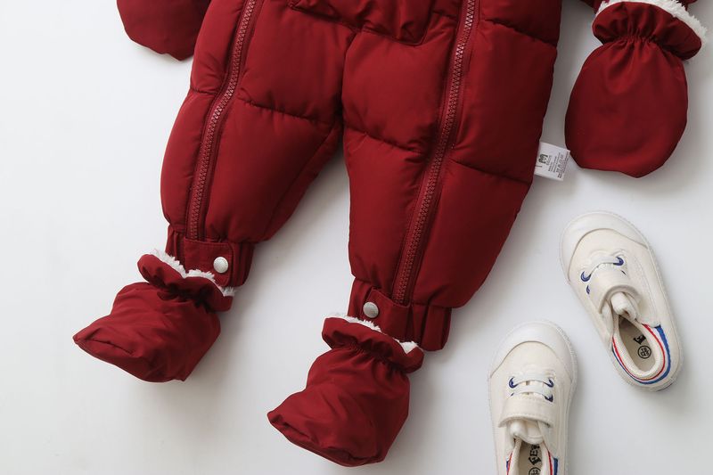 Pelele de invierno premium con capucha para bebé Mother & Kids: mono grueso acolchado de algodón para bebés y niños pequeños (66-90 cm), unisex, manga larga, con cremallera_voghion.com