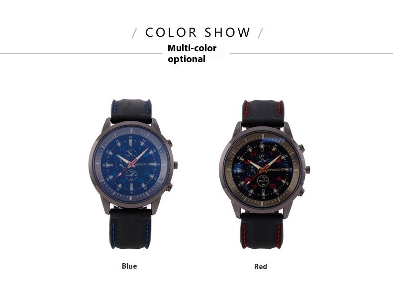 Sports large dial, three eye silicone tape, watch, men's blue light mirror_voghion.com