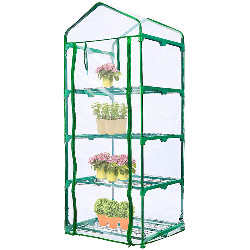 4 Tier Roll-Up Zipper Greenhouse Replacement Cover-Large Clear PVC Greenhouse Cover for Gardening Plants Cold Frost Protection_voghion.com