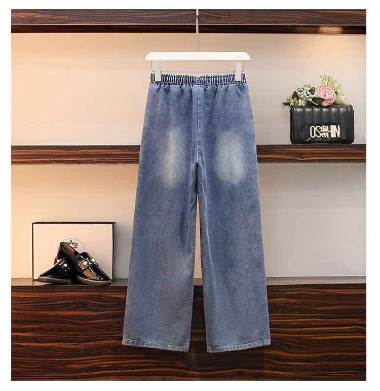 Sommermode Denim Zweiteiler Anzug Elastische Hose Kapuzenjacke Damen Weites Bein Stilvoll Locker Schlank Zweiteiler Set_voghion.com