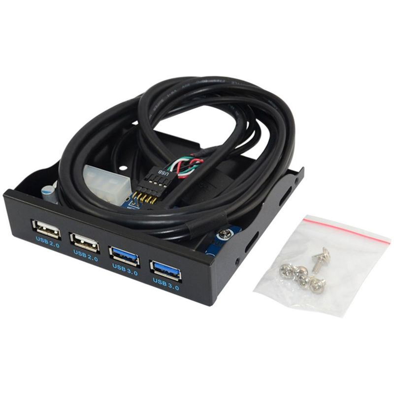 3.5inch USB 3.0 2.0 19/9PIN Floppy Drive Bay 4-Hub Front Panel for Desktop PC_voghion.com