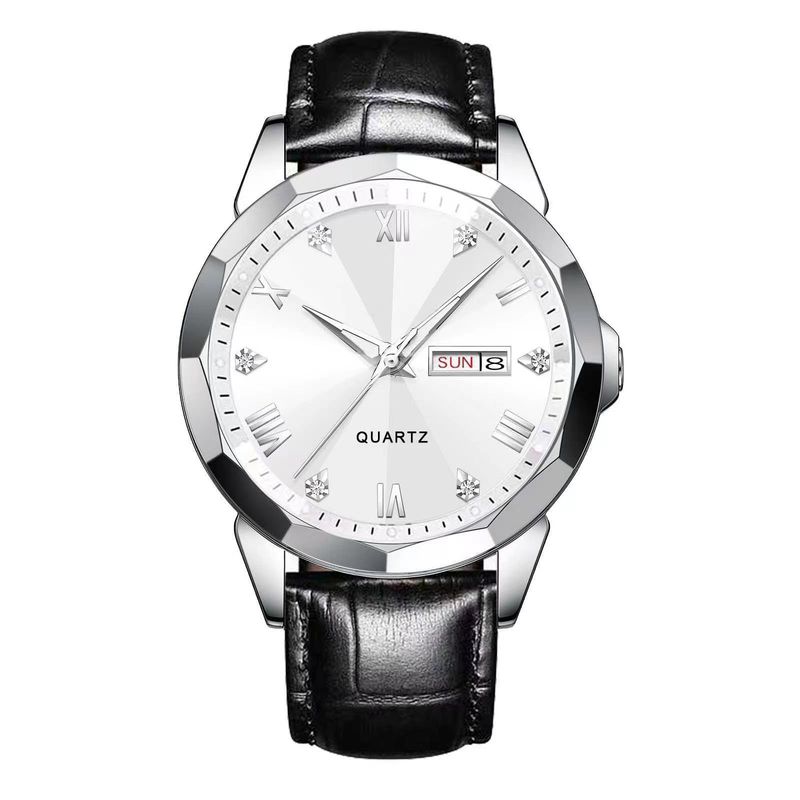 Nuovo orologio da uomo luminoso di alta qualità al quarzo con striscia di acciaio e doppio calendario multifunzionale di lusso_voghion.com
