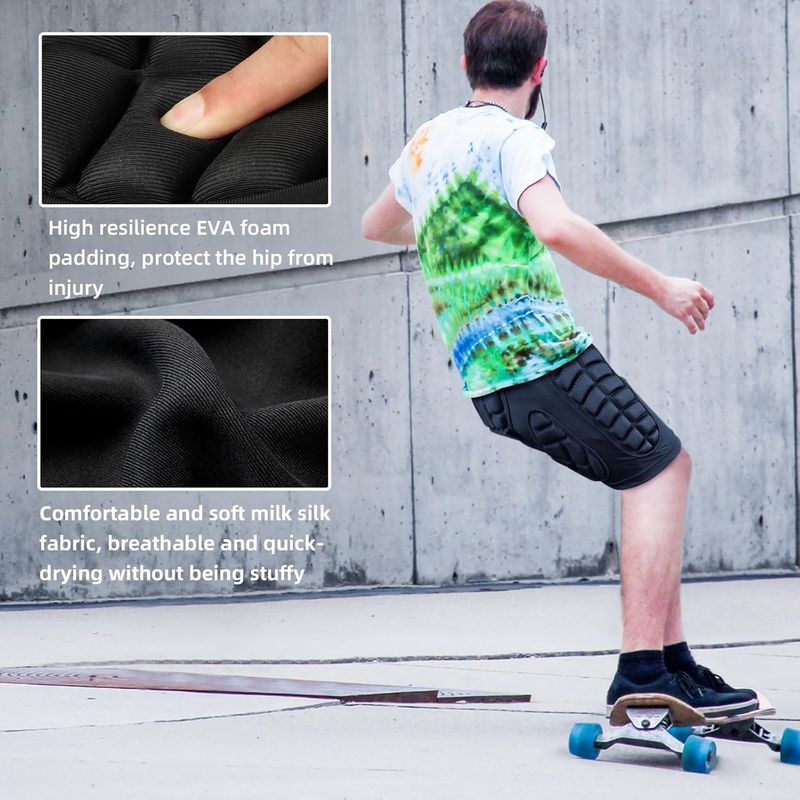 Cienfy 3D-Hüftschutz, Eva-Gesäßpolster, gepolsterte Shorts, Crashpad, Aufprallschutz für Skifahren, Skaten, Snowboarden_voghion.com