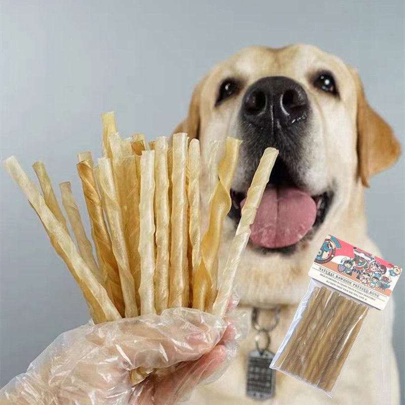 Kohudsbitgel Naturligt läderrulle Slipstång Hälsosamma tänder Rengöring av hundben 10-pack Husdjurssnacks_voghion.com