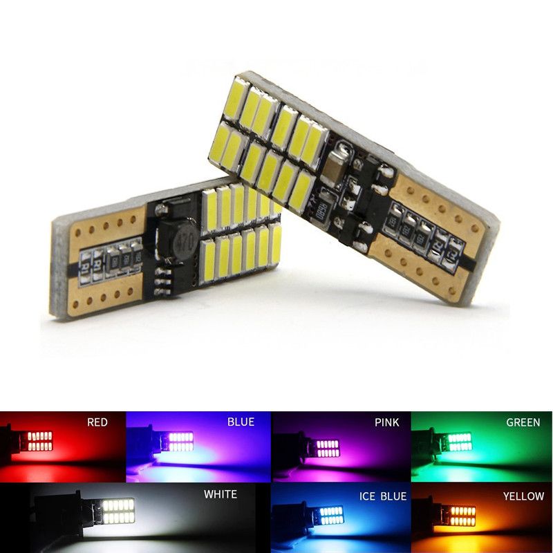 Lot de 100 ampoules LED T10 W5W 194 CANBUS 4014/24 SMD 12 V pour intérieur de voiture, lampe de lecture, feux de gabarit, ampoules de plaque d'immatriculation, dôme_voghion.com