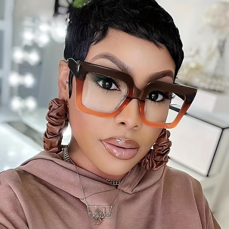 Two-color Transparent Square Frame Blue Light Blocking Glasses,Spectacles Lens,Computer Reading/Gaming/TV/Phones Glasses Relieve Eye Fatigue & UV Glar_voghion.com
