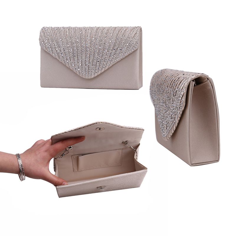 Collana con diamanti, orecchini, anello, bracciale, set di quattro pezzi, gioielli da sposa di alta qualità, borsa da sera, borsa da donna_voghion.com