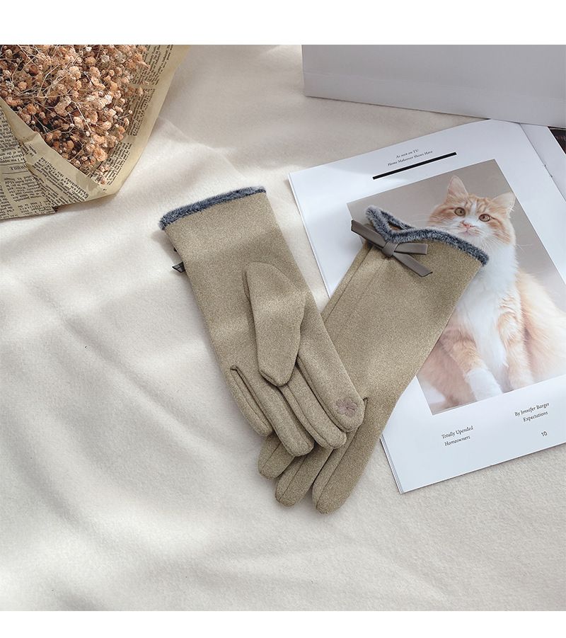 Guanti invernali da donna con touch screen, per guida e ciclismo, in pile spesso per isolamento dal freddo e calore, versione coreana_voghion.com