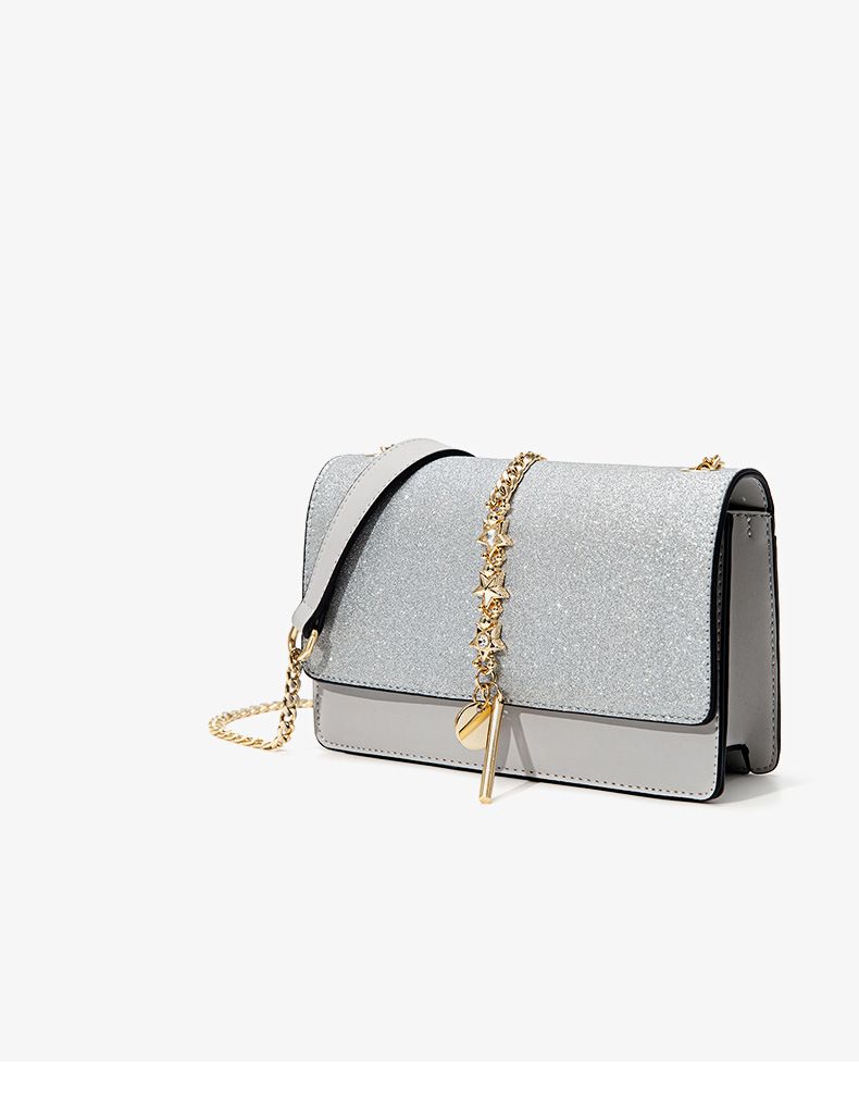 High end small square with starry sky sequins crossbody versatile chain shoulder bag, new women's bag_voghion.com