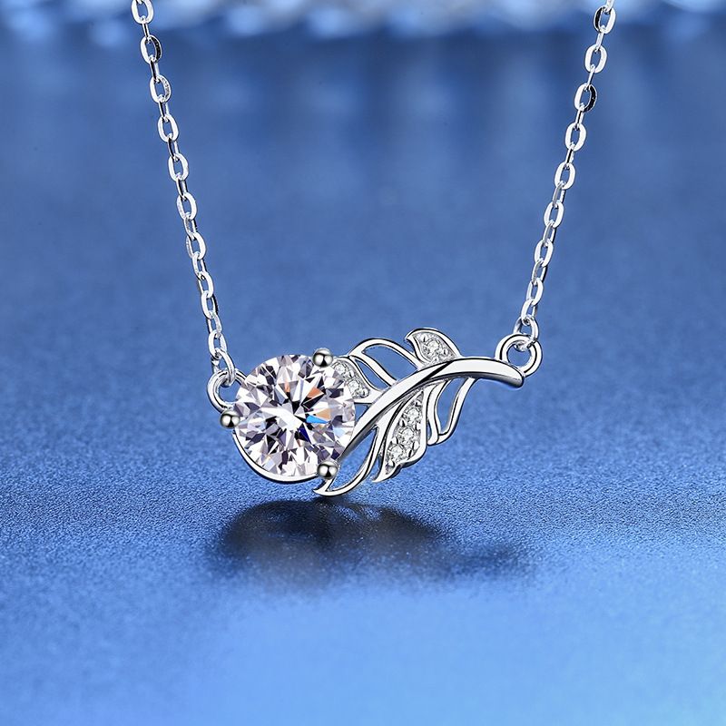 S Zilveren Lucky Leaf Collar Ketting met voor Meisjes Mosang Diamanten Licht Luxe Mode Set Ketting_voghion.com