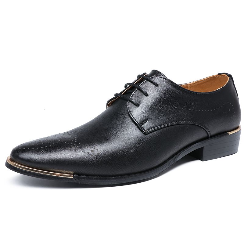 Suitable For All Seasons 2025 Spring Korean Style British Brogue Business Formal Large Size Men's Leather Shoes_voghion.com