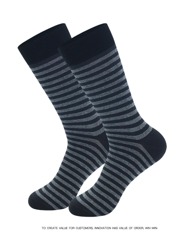 Men's Stockings Large Striped Solid Color Business Trend Autumn and Winter Men's Stockings_voghion.com