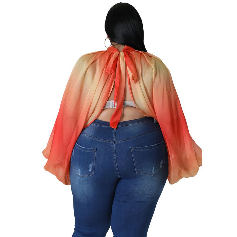 Damen-Oberteil in Übergröße, Übergröße, Damenbekleidung, Rundhalsausschnitt, offener Rücken, Chiffon-Schnüroberteil für Damen_voghion.com