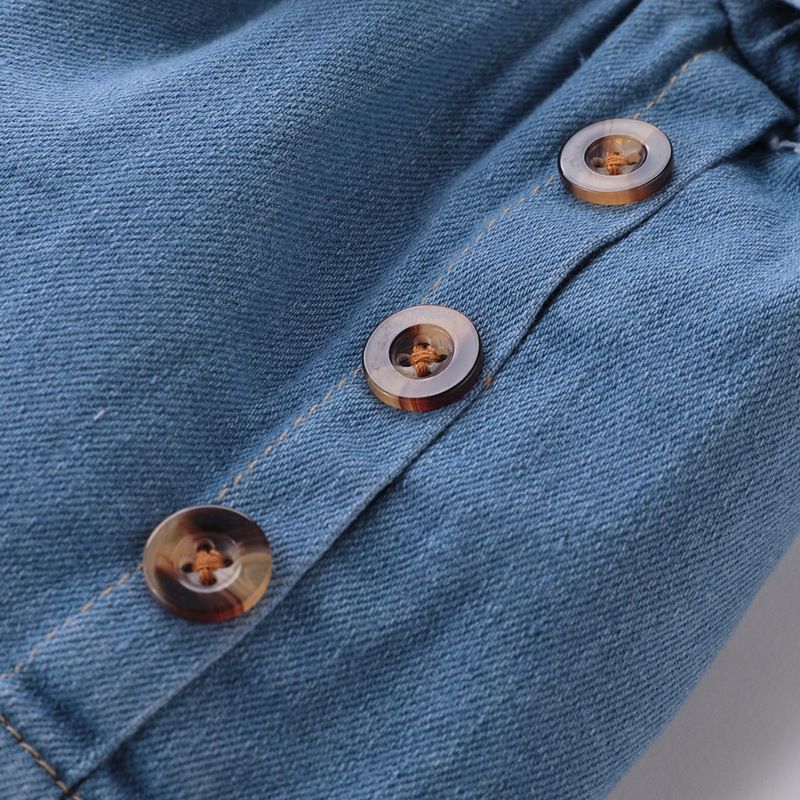 Mother&Kids Children's summer set solid color single strap sleeveless lace top denim shorts two pieces_voghion.com