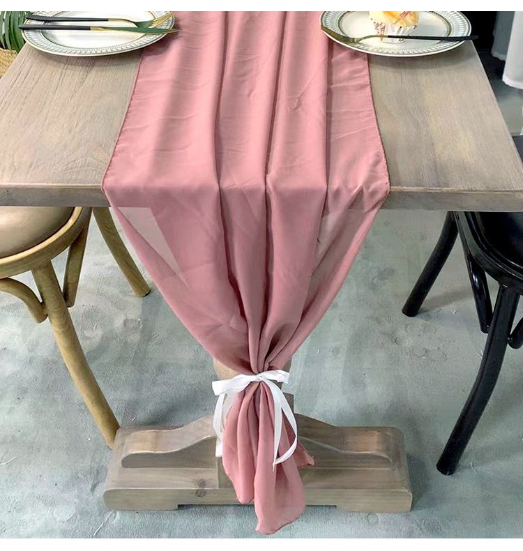 Simple Solid Color Chiffon Table Flag Hotel Wedding Decoration Table Flag Chiffon Table Flag_voghion.com