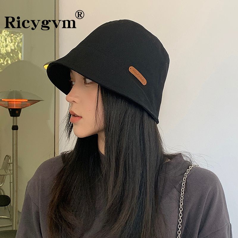 Mode Neue Japanische Frauen Eimer Hut Mode Baumwolle Einfarbig Faltbare Fischer Hüte Weibliche Sonne Schützen Becken Kappe gorras_voghion.com