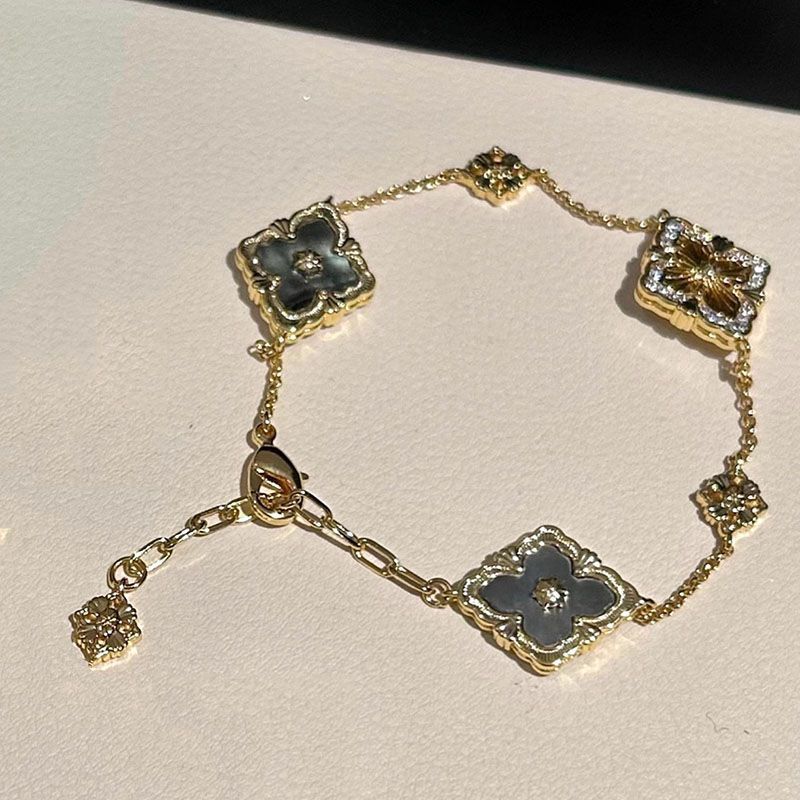 Butchella Silk ~ Palace Style Four-Leaf Clover Double-Sided Bracelet For Women Ins Light Luxury Open-Ended Jewelry_voghion.com