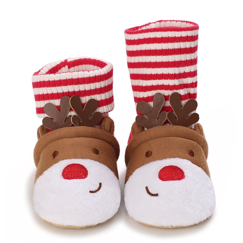 Weihnachtsschuhe für Neugeborene, Jungen und Mädchen, Kleinkinder, Lauflernschuhe, weiche Sohle, flache Säuglingsschuhe, warme Schneestiefel, 0–18 Monate_voghion.com