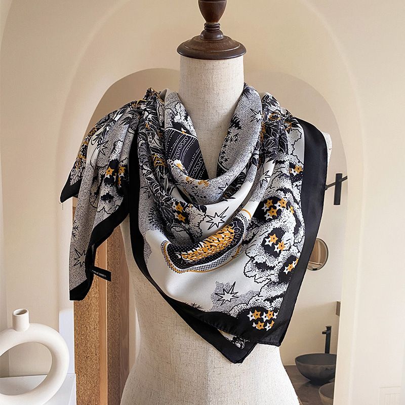 Sjaal voor vrouwen in de zomer, decoratieve zijden sjaal in nichevorm, gepersonaliseerde zonnekap en zonbescherming voor vrouwen_voghion.com