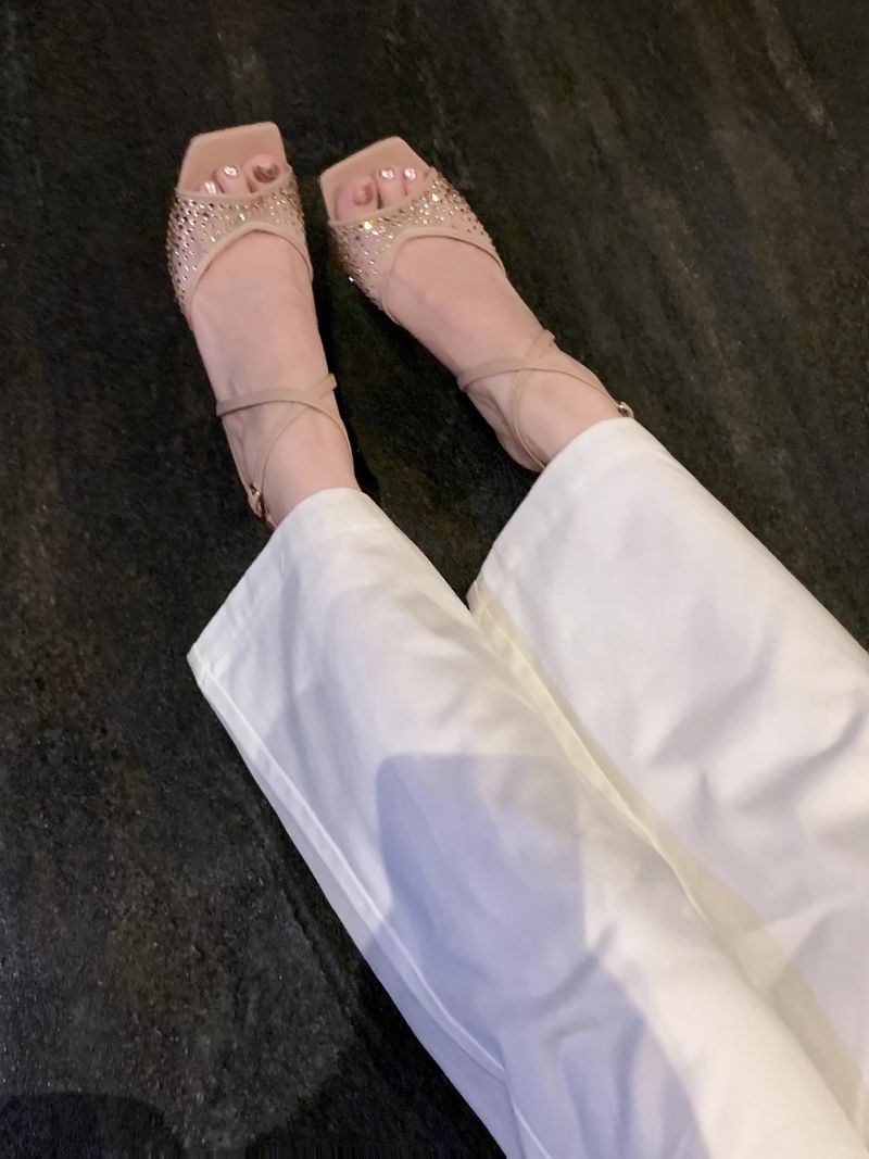 Sandales à talons hauts et strass, style décontracté, à bout ouvert, à la mode, nouvelle collection été 2025_voghion.com
