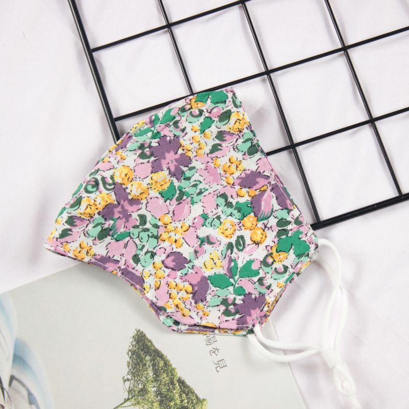 Klein vers bloemenpatroon Dubbellaags ademend verstelbaar stofmasker voor vrouwen_voghion.com