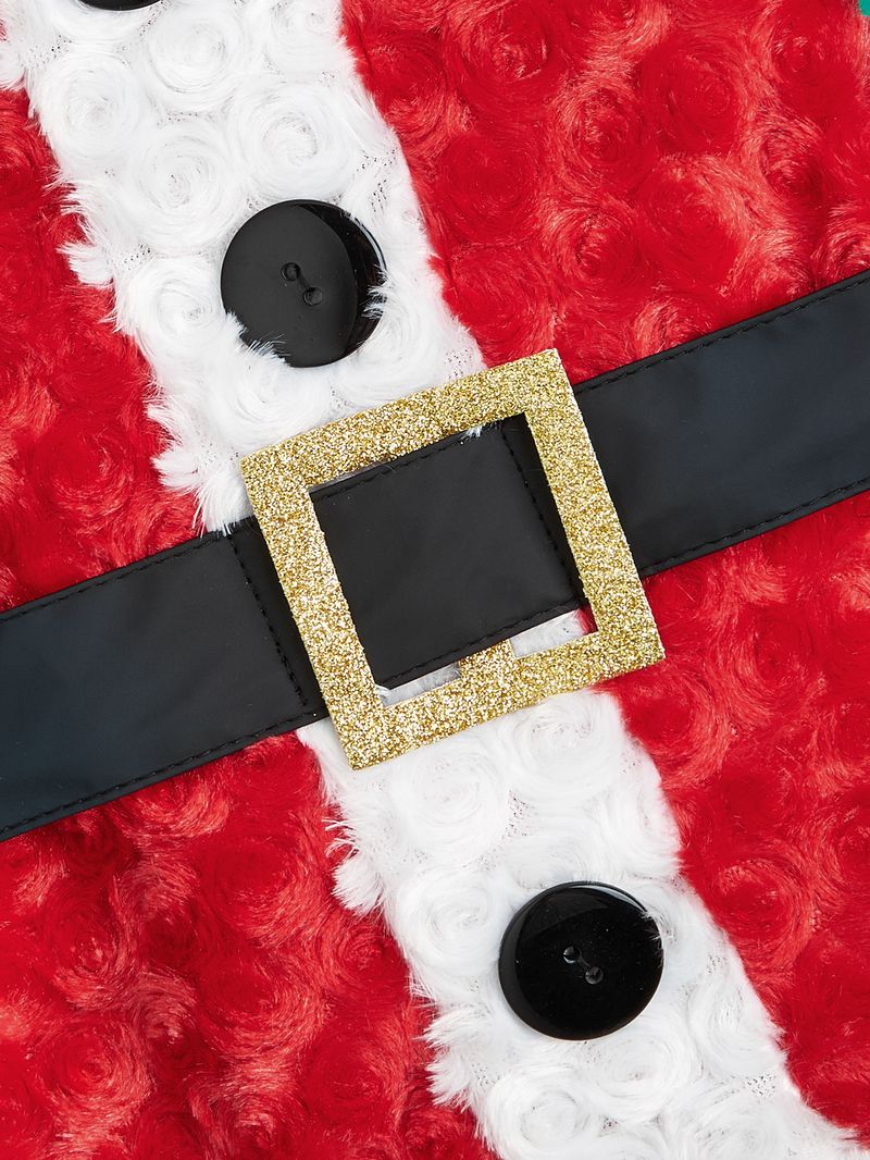 Christmas belt button horizontal slim-fit beautiful red green Christmas teddy Bichon dog fleece coat_voghion.com