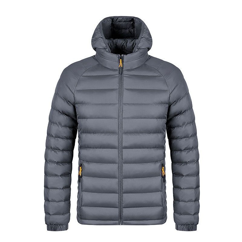 Striped Hooded Warm Jacket Men's Clothing Solid Color Foldable Travel Bag Cotton Coat_voghion.com