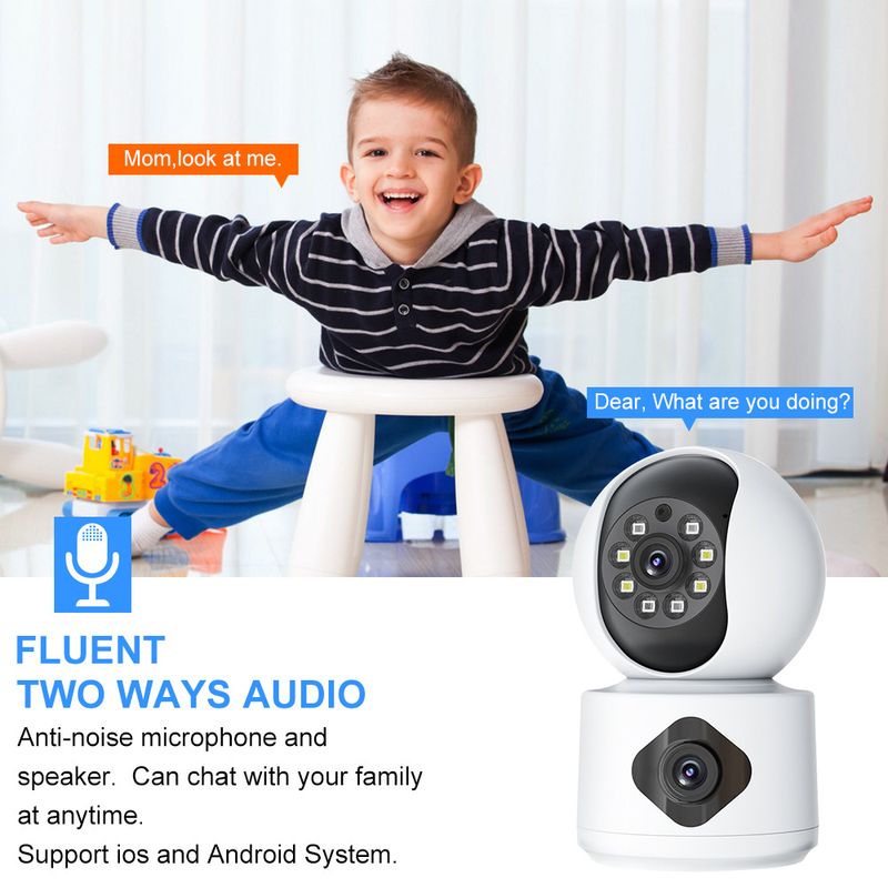 Cámara IP de seguridad para el hogar CCTV Tuya PTZ360° con wifi y lente dual_voghion.com