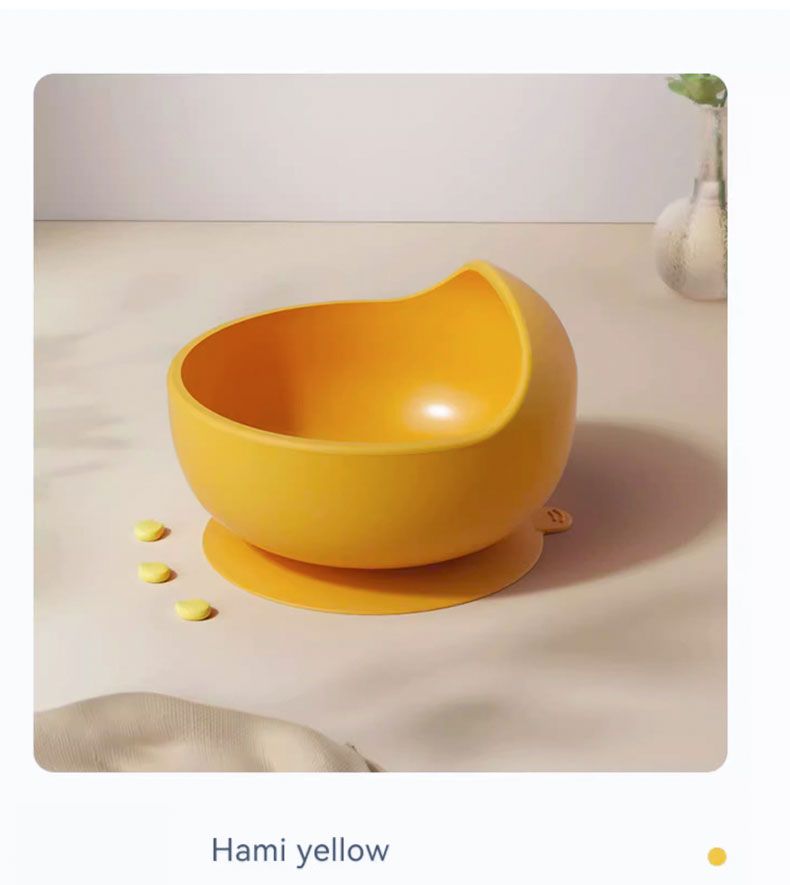 Conjunto de tigelas de alimentação para bebês de silicone de grau alimentício, cor sólida, à prova d'água, tigela de alimentação para crianças com colher, conjunto de talheres para crianças_voghion.com