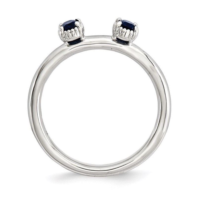 Sterling Silver Stackable Expressions Created Sapphire Two Stone Ring_voghion.com