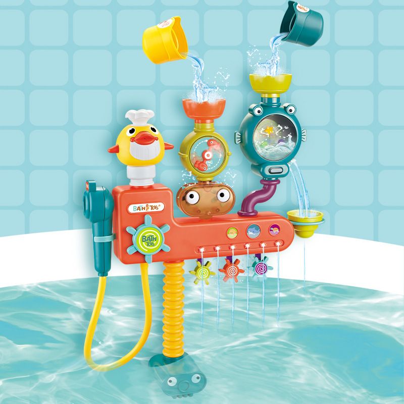 Giocattolo da bagno per bambini a parete, giocattolo elettrico per doccia con anatra gialla, giocattolo per bambini che giocano con l'acqua_voghion.com