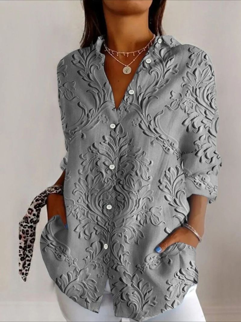 Chemise ample décontractée à boutons pour femme, motif imprimé 3D, offre spéciale, automne 2025_voghion.com