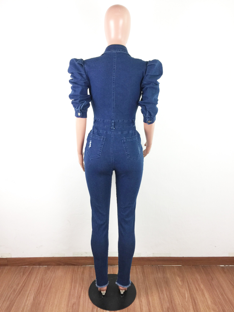 Dammode stack ärm bubbel ärm mode avslappnad sexig jeans rippa underbyxor_voghion.com