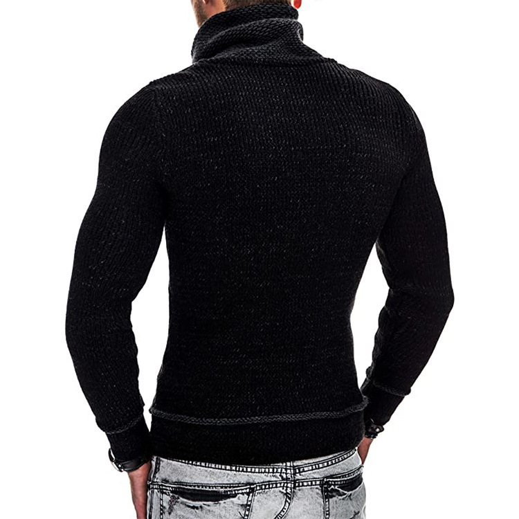 Herrenbekleidung Herbst und Winter Herrenmode Pullover Langarm Stehkragen Tasche Strick Herrenpullover_voghion.com
