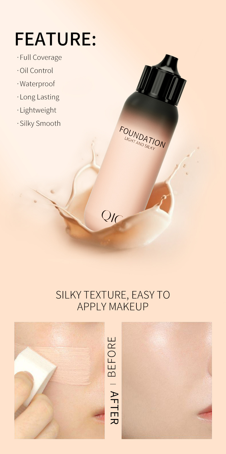 QIC Qini Color Baby Bottle Concealer Flüssigfoundation Feuchtigkeitsspendend, Klar, Wasserfest, Natürlich aufhellende Haut BB_voghion.com