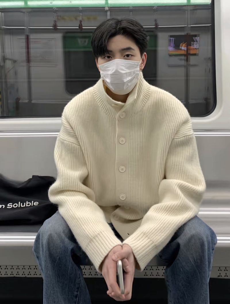 Autumn And Winter Men's Korean Lazy Style Design Sense Loose Knitted Sweater Men's Fashion Versatile Turtleneck Button Cardigan Sweater_voghion.com