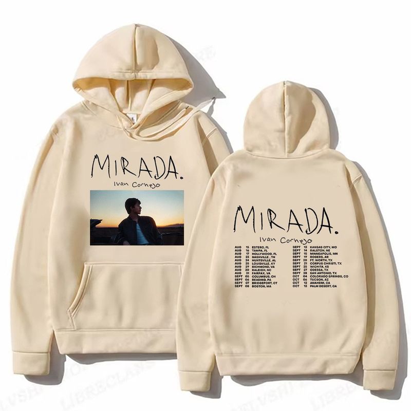Sudadera con capucha estampada de la cantante Mirada para hombre, holgada y a la moda_voghion.com