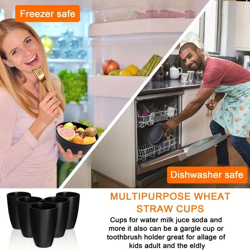 16-deelegt Kichen Plastik Geschirrset mat Weessstréi, Service fir 4 Persounen, Iessdëscher, Dessertteller, Müslischüsselen, Taasen, Onbriechbar Plastik fir dobaussen_voghion.com