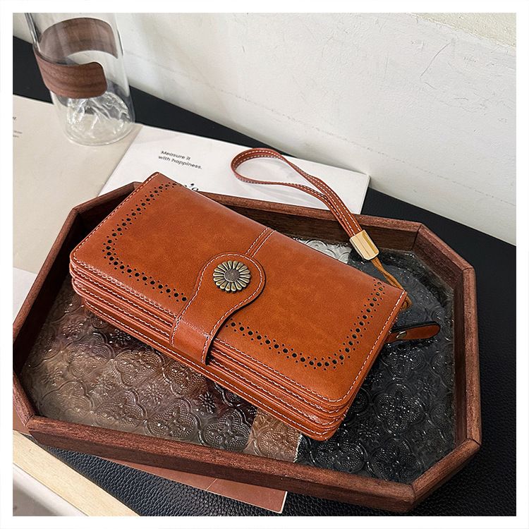 Wallet, long zippered, women's leather wallet, 2024 new high-capacity handbag_voghion.com